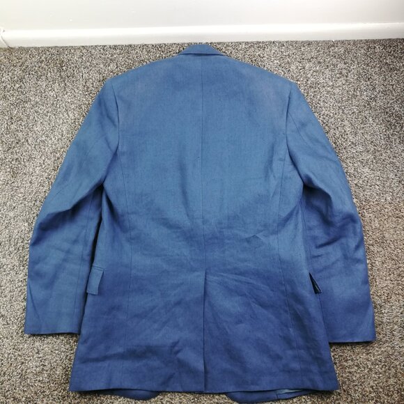 Bespoke Paul Stuart Sport Coat Blazer Linen Peak Lapel Blue 38R USA Made - Picture 7 of 11